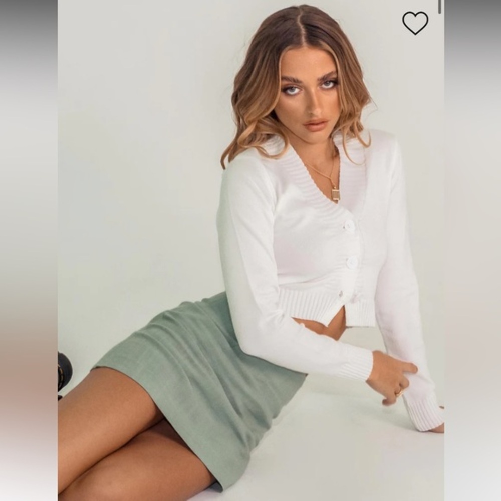 NWT Princess Polly Selby Mini Skirt light green sage